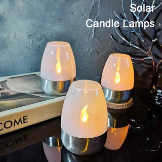 Đèn LED Năng Lượng Mặt Trời Nến Đèn Ngủ Có Thể Sạc Lại Ngọn Lửa Cho Tiệc Cưới Trang Trí Sân Vườn Ngoài Trời Chống Thấm Nước Năng Lượng Mặt Trời Nến Đèn