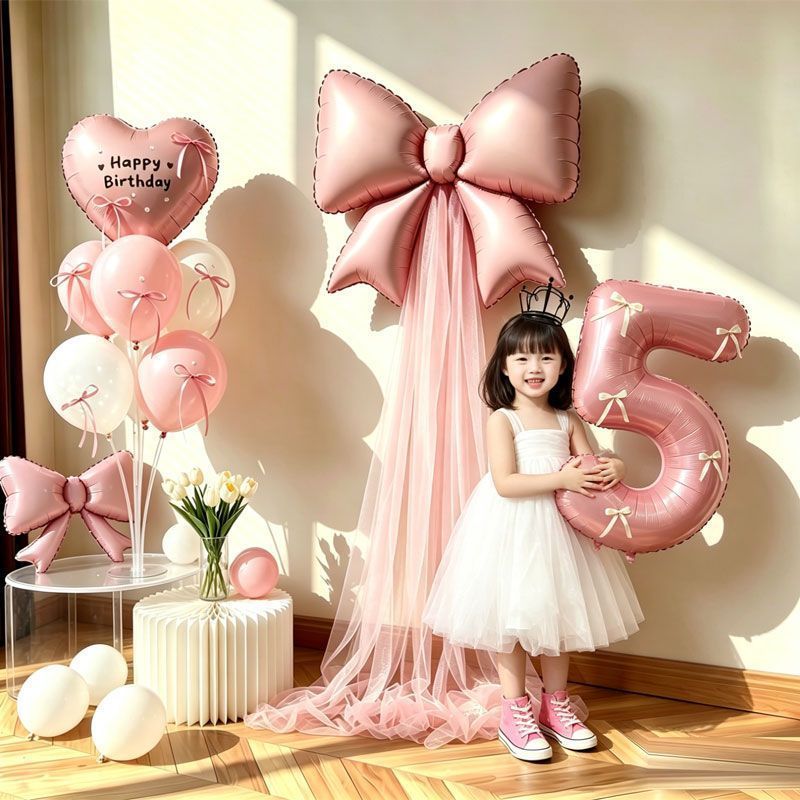 Nơ Gạc Bóng Cột Cô Gái Trang Trí Sinh Nhật Trang Trí Lễ 3 Tuổi Cảm Giác Ảnh Đạo Cụ 5.11