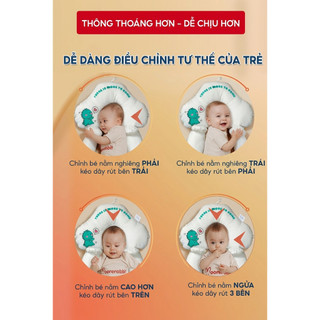 Tựa đầu sơ sinh có gối chống lật, hình chữ U, tháo rời, giặt được, dùng bốn mùa