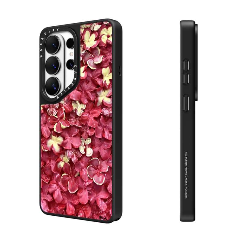 CASECASE X Red Cánh Hoa Ốp Lưng Hút Từ Tính Màu Đen Mờ Samsung Galaxy S26 Ultra S25 S24 S23 Ultra Plus Mặt Sau Cứng Có Hộp Khắc Logov