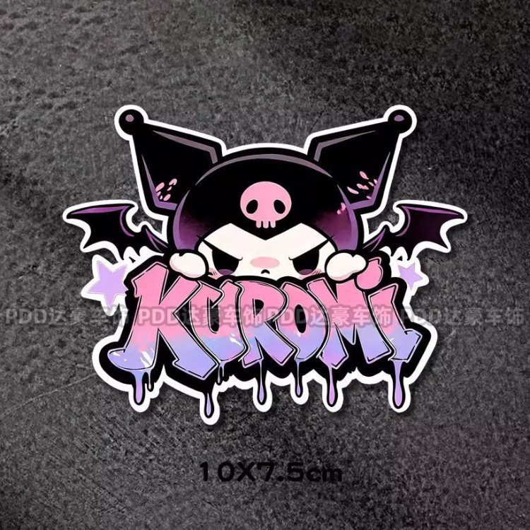 Kuromi Cô Gái Dễ Thương Trái Tim Hoạt Hình Xe Hơi Nhãn Dán Sáng Tạo Độc Đáo Cơ Thể Chặn Miếng Dán