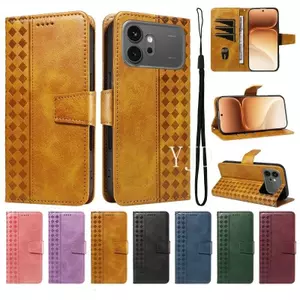 YJD Case For Honor 600 Pro Khe cắm thẻ da vuông nhỏ Dây đeo tay Vỏ điện thoại chống rơi