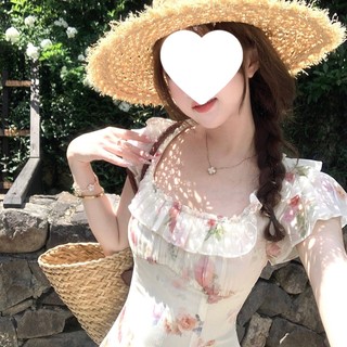 Váy hoa lãng mạn kiểu Pháp dành cho nữ, độc đáo và xinh đẹp, eo thon, váy dài tuyệt đẹp cho mùa hè