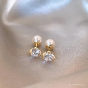 Mới bông tai ngọc trai vàng zircon retro nhẹ nhàng, sang trọng, phù hợp với GI4B