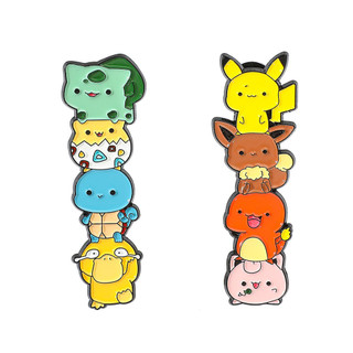 2 Cái / bộ Dễ Thương Pokemon Thổ Cẩm Pikachu Psyduck Kim Loại Men Pin Huy Hiệu Phụ Kiện