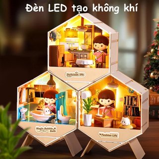 DIY Mini 3D Ngôi Nhà Mô Hình LED Đèn Bụi Lắp Ráp Đồ Chơi Giáo Dục Quà Tặng Trẻ Em Người Lớn Trang Trí Nhà
