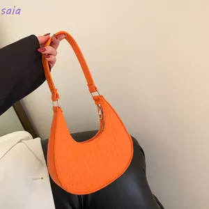 Túi đeo nách SAIA, Túi đeo vai hạt cá sấu nỉ, Ví hình mặt trăng đơn giản dành cho nữ