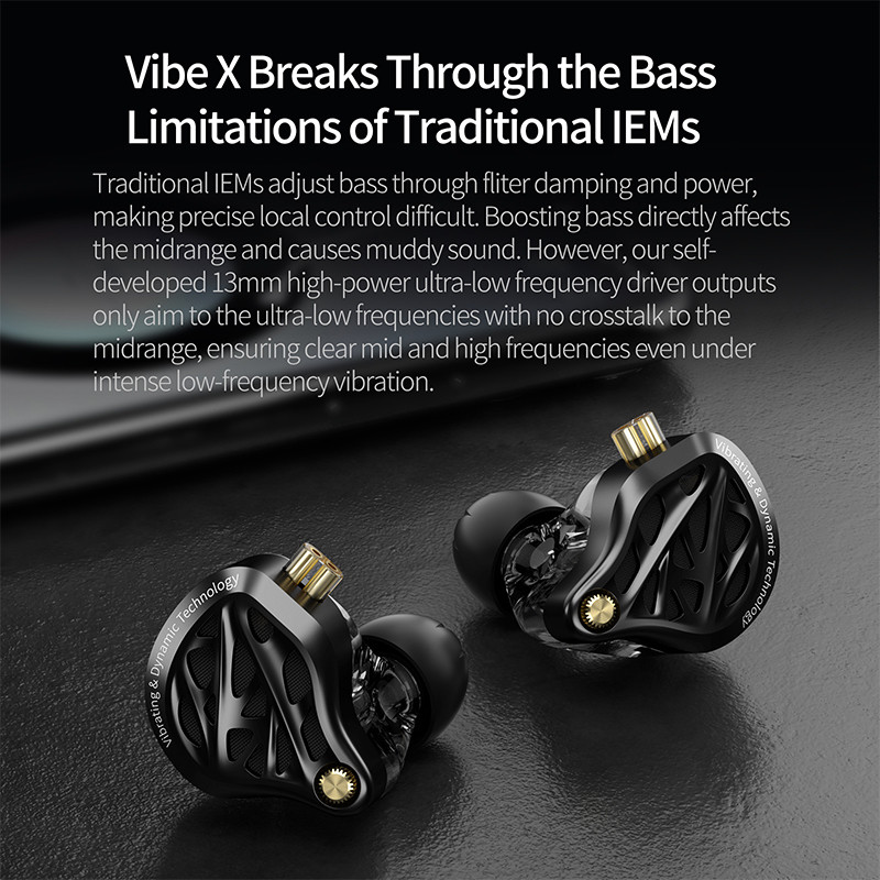 KZ Vibe X Có Dây IEM Trong Tai Màn Hình 13mm Trình Điều Khiển Rung Tai Nghe HiFi Có Cáp Mạ Bạc Cho Trò Chơi Âm Nhạc