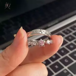 Nhẫn cặp đôi ngôi sao zircon thời trang, điều chỉnh size phù hợp làm quà tặng ngày lễ tình nhân.