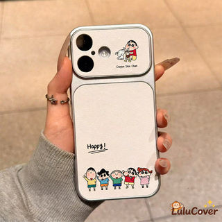 Ốp Da PU Crayon Shin-chan Phong Cách Hàn Quốc Cửa Sổ Lớn Cho OnePlus 15 13 13R 12 12R 11 11R ACE 6 5 Racing Ultra 3 3V 2 2V 5G 4G Vỏ Thẩm Mỹ Hoạt Hình
