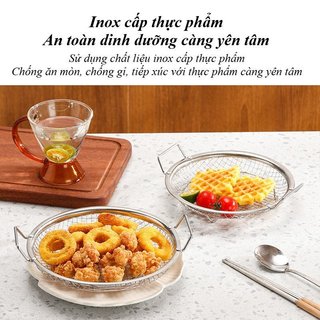 Khay lưới thép không gỉ 304 Giá thoát dầu Vòng sâu Dụng cụ lọc thực phẩm Chiên hấp nướng
