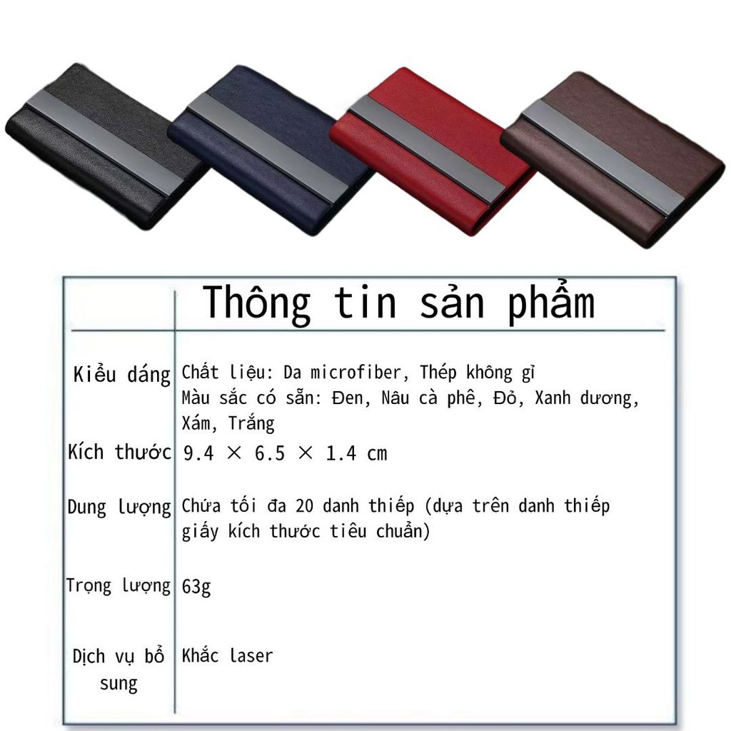 Hộp đựng danh thiếp cá nhân, Hộp đựng thẻ da, Hộp đựng thẻ tùy chỉnh có văn bản & Logo, Hộp đựng thẻ có khắc tên