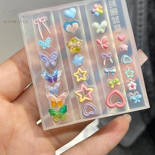 [hatheaven] 3D Silicone Monstera Lá Móng Tay Khắc Khuôn Acrylic Chim Ruy Băng Dập Tấm Móng Tay Stencils UV Gel Ba Lan Thiết Kế DIY Mẫu Móng Tay Quyến Rũ Đẹp