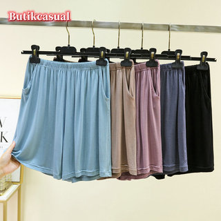 Quần short nữ modal mỏng mùa hè mới, size lớn, dáng rộng, túi tiện lợi, phù hợp đi biển