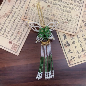 Chính Hãng Bướm Kẹp Tóc Đường Phongming Tay Dệt Hạt Thủ Công Hạt Cơm Hanfu Hàng Ngày Kẹp Tóc Trang Trí