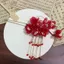 Siêu Cổ Tích Phong Cách Cổ Đại Hoa Nóng Mận Đỏ Phụ Kiện Tóc Công Nghiệp Nặng Tua Rua Bước Lắc Hanfu Kẹp Tóc Phong Cách Cổ Điển Mũ Mận
