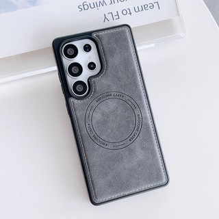 Ốp Da Sang Trọng Cho Samsung Galaxy S26 25 24 23 Ultra Plus FE Có Vỏ Điện Thoại Sạc Không Dây Từ Tính
