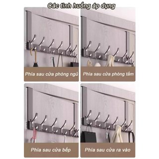 Anodized Nhôm Cửa Móc Giá Chống Rỉ Sét Trên Cửa Móc Treo Không Khoan Phòng Tắm Nhà Bếp Màu Xám