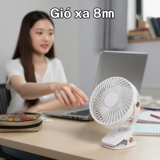 Quạt kẹp di động Quạt để bàn 10000mAh Sạc Type C 5 tốc độ 720 độ Đèn LED xoay