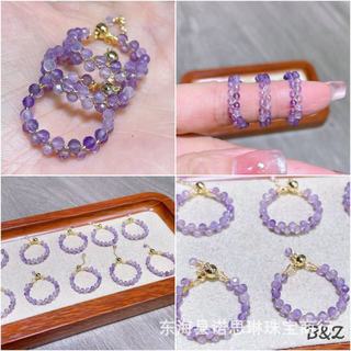 Nhẫn Cao Cấp với Đá Tourmaline Hồng, Thạch Anh Tím và Pha Lê