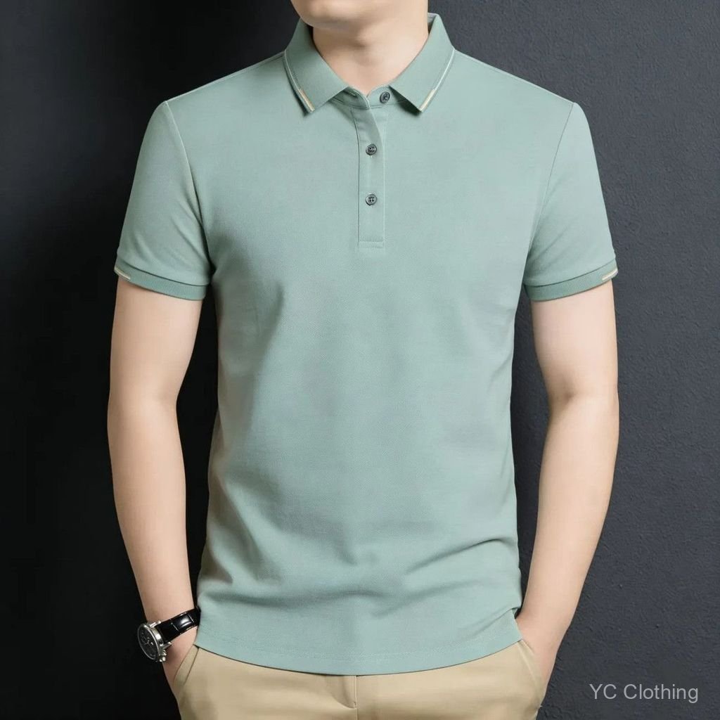 Áo sơ mi polo nam mùa hè, tay ngắn, nhẹ, thoải mái, thời trang công sở cao cấp B9VJ