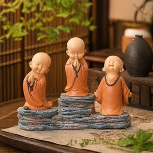 Tượng 3 Chú Tiểu Mini Có Đế & Chữ | Tượng Trang Trí Phong Thủy, Decor Bàn Làm Việc, Quà Tặng Ý Nghĩa
