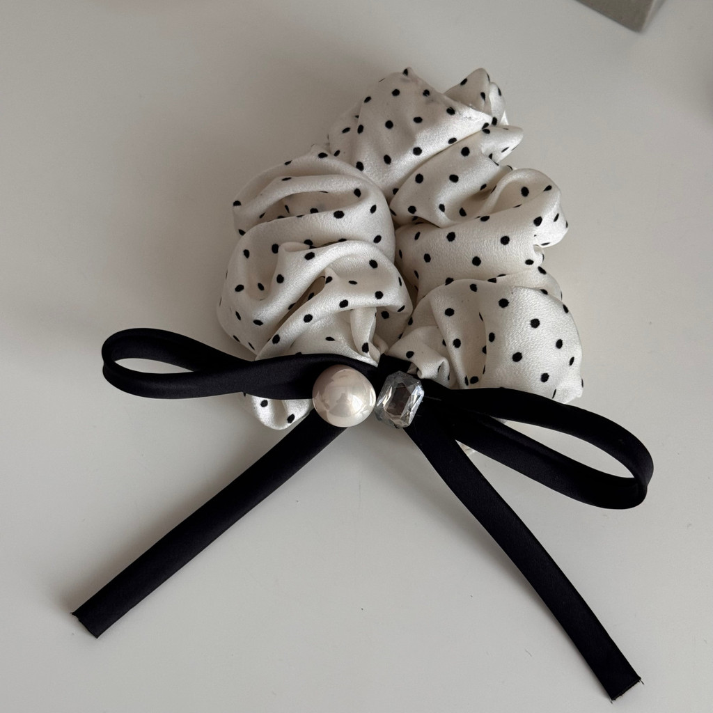 Dây buộc tóc bằng vải Satin Bow Scrunchies Hàn Quốc dành cho nữ