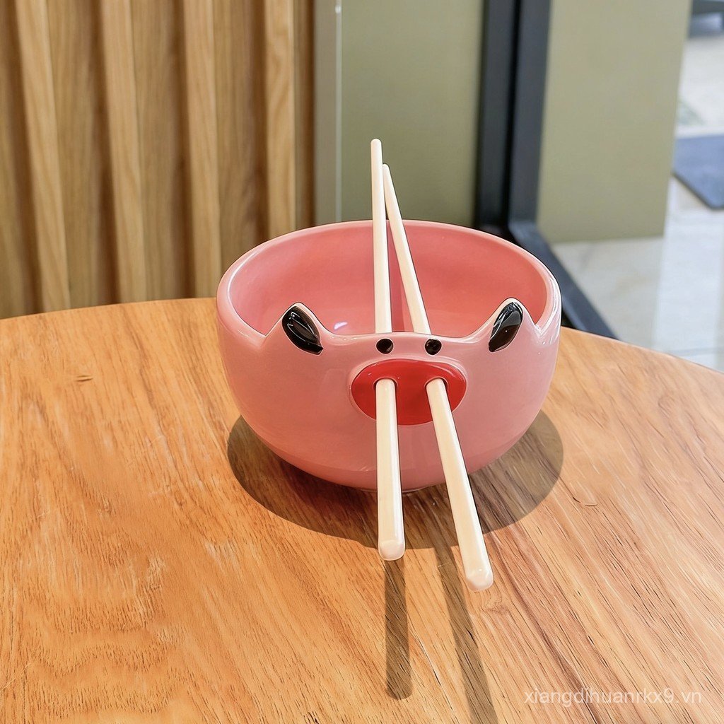 Sáng Tạo Dễ Thương Và Ngộ nghĩnh Pig Bát Gốm Trẻ Em Cá Nhân Bộ Đồ Ăn Bát Cơm Quà Tặng Sinh Nhật