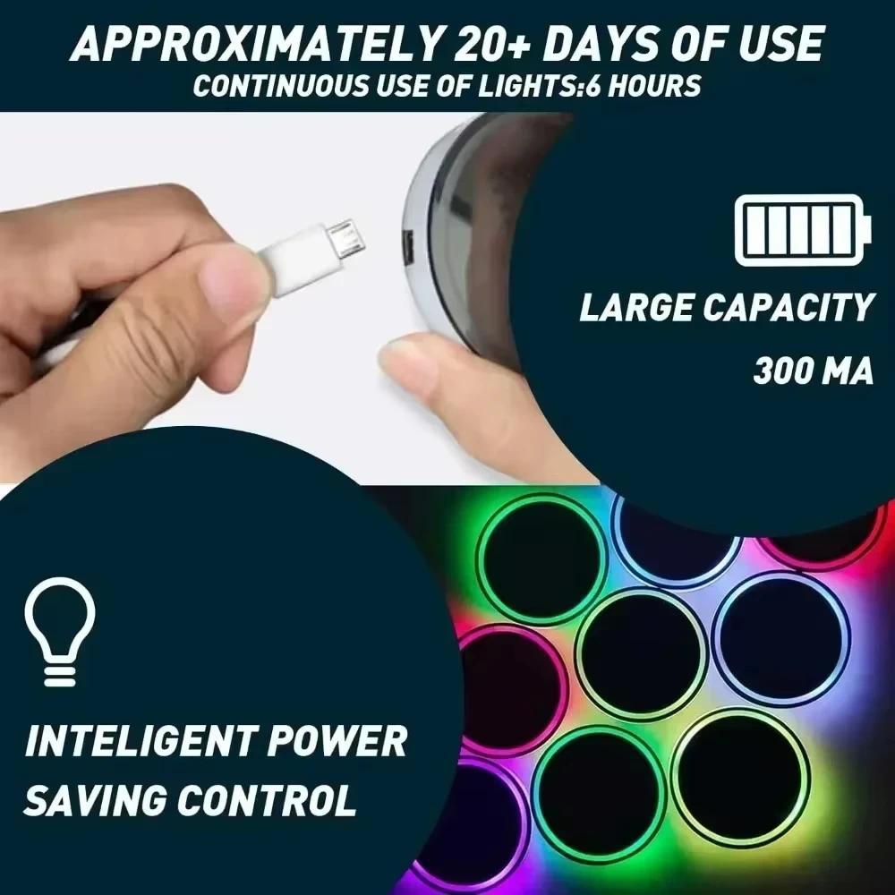 2 Chiếc Đèn LED Giá Đỡ Cốc Với 7 Màu Đèn Phát Quang Miếng Lót Cốc Sạc USB Thảm Cho Xe Ô Tô Xe Tải Xe Phụ Kiện