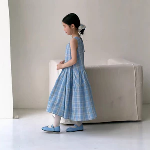 Cuối Xiaomeng Váy Trẻ Em 2026 Mùa Hè Bé Gái Phiên Bản Hàn Quốc Kẻ Sọc Casual Suspender Váy Trẻ Em Tất Cả Trận Đấu Váy Không Tay Rời