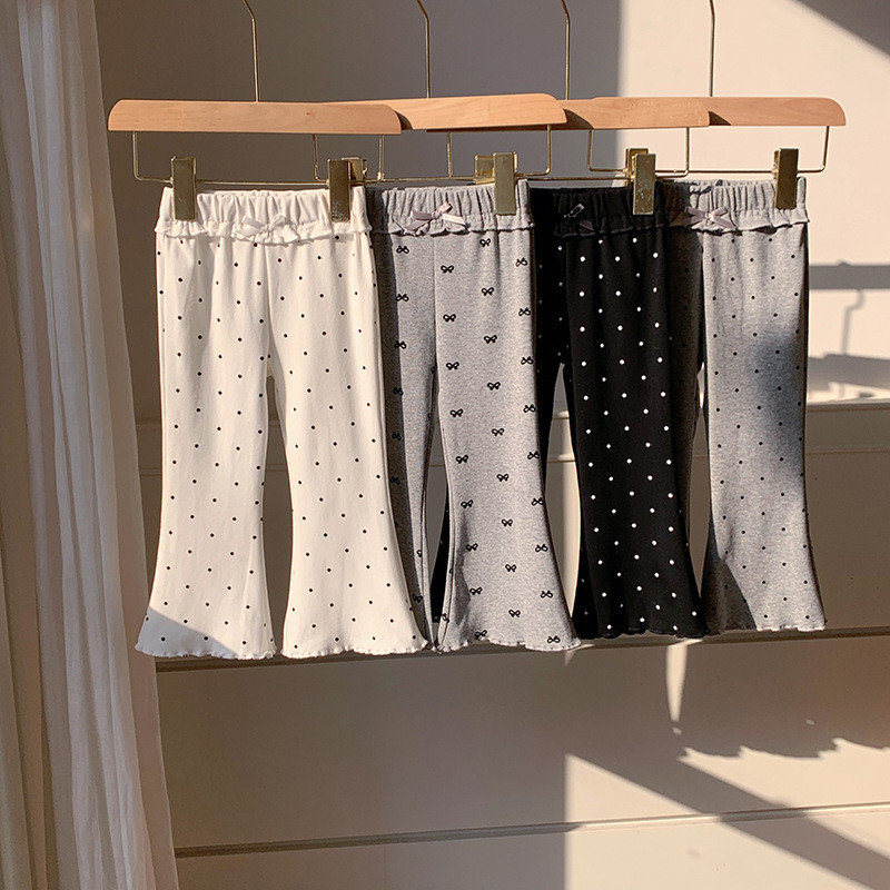 Nấm Edge Chấm Bi Quần loe Bé Gái Quần Legging Co Giãn Xuân Hè 90-140 OWV4