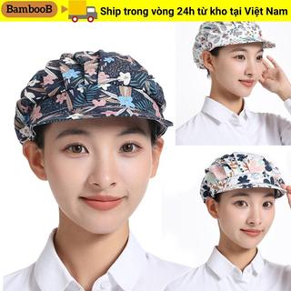 Mũ làm việc chống bụi BAMBOOB, In vải Dịch vụ thực phẩm Mũ đầu bếp, Phụ nữ Cotton kèm tóc Nấu ăn Mũ vệ sinh Nhà hàng khách sạn