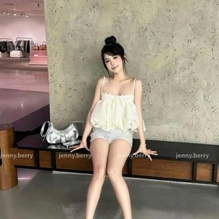 [DEAL Mùa Hè] Áo Nữ 2 Dây Viền Ren Bồng Bềnh Phối Dây Thắt Nơ Diện Hè Đi Biển Đi Chơi Ld_Store Fashion