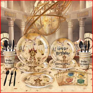 ST2 Harry Potter theo chủ đề trang trí kỷ niệm tiệc sinh nhật tấm giấy biểu ngữ khăn trải bàn dùng một lần Bộ đồ ăn TS2