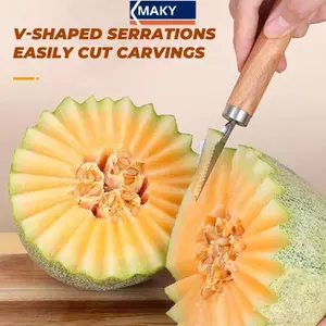Dụng cụ cắt dưa hấu và thái trái cây bằng thép không gỉ MAKY – Dụng cụ cắt trái cây dưa 3 trong 1 khắc & muỗng cho bữa tiệc nhà bếp tại nhà Tiện ích nhà bếp cắm trại VN