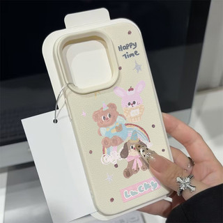 Ốp Lưng IPhone 13 11 16 17 15 14 XR 12 ProMax 7 8Plus XS X Max Ốp Lưng Hình Gấu Thỏ Chấm Bi Cầu Vồng