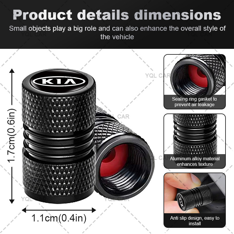 4 Hợp Kim Lốp Xe Ô Tô Chống Rò Rỉ Nắp Thiết Kế Nhiều Màu Sắc Nắp Van Xe Ô Tô Cho Xe Kia Ceed Rio Sportage R K3 K4 K5 Sorento Cerato Optima
