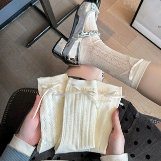 4 Đôi Y2K Ngọt Nơ Kawaii Tất Xuân Hè Bông Tai Kẹp JK Gothic Dễ Thương Tất Trắng Phong Cách Nhật Bản Nữ Cô Gái Ống Giữa Tất