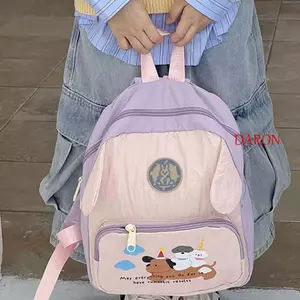 Túi đi học Dopamine sành điệu DARON, Ba lô họa tiết chó con bằng Nylon hoạt hình, Túi nhiều túi bằng vải Polyester bền nhẹ dành cho trẻ em Cuộc phiêu lưu ngoài trời Daypack cho