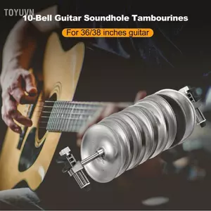 toyuvn SIMBAE Đàn Guitar Tambourines 10 Chuông Soundhole Chơi và Đệm Chuông Chuông Thép không gỉ Jingles cho 36/38 Inch