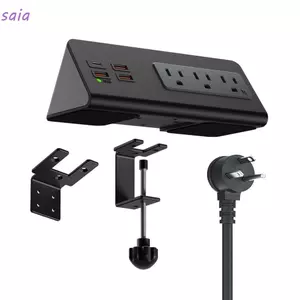 Ổ cắm SAIA, có cổng sạc USB Dây nối dài 2 mét Dây kẹp bàn Dải nguồn, phích cắm US PD 20W Ổ cắm điện cố định xoắn văn phòng tại nhà