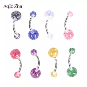 AqToCna 8 Cái / bộ Đầy Màu Sắc Lấp Lánh Rốn Bụng Nút Nhẫn Barbell Xuyên Cơ Thể Trang Sức AqToCna