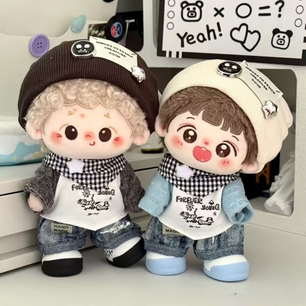 20cm Quần Áo Búp Bê Cotton Dễ Thương Đẹp Trai Ngực Thoáng Mát Bộ Quần Áo Cho Bé Bộ Mũ Búp Bê Không Thuộc Tính
