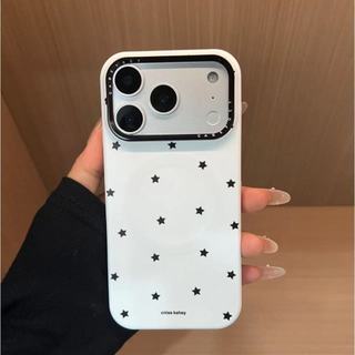Sang Trọng Đáy Trắng Toàn Màn Hình Ngôi Sao Nhỏ Giá Đỡ Từ Tính Ốp lưng Thích Hợp Cho iPhone17 Pro Max 16 15 Pro Max Chống Sốc Bảo Vệ Camera Ốp Lưng Cứng Chống Rơi