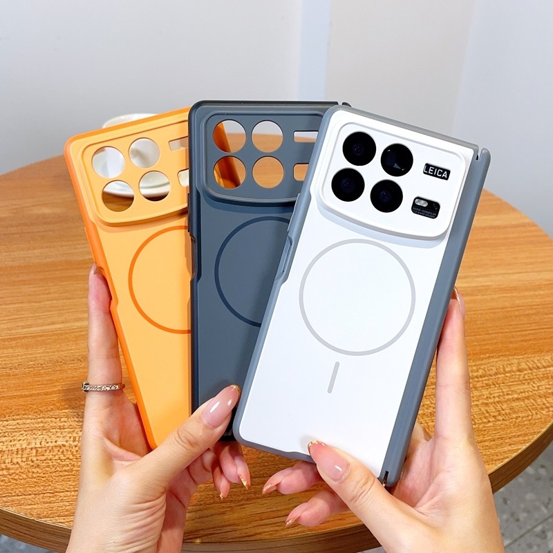 Mimi Tích Hợp Vòng Từ Tính Cứng Ốp Lưng Điện Thoại Xiaomi Mix Fold3 Fold4 Chống Vân Tay Matte PC Da Cảm Giác Bảo Vệ