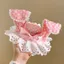 Kẹp tóc tai thỏ ren chấm bi đen trắng phong cách Nhật Bản, phụ kiện lolita mới 260504