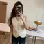 LUImo Pháp Retro Màu V-ne Áo Vest dệt kim mỏng không tay cổ điển dành cho nữ SBS