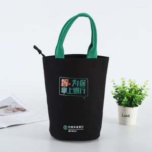 Sáng Tạo Trà Sữa Bao Bì Di Động Túi Vải In Quảng Cáo Polyester Cotton Dây Kéo Bảo Quản Thân Thiện Với Môi Trường Dung Tích Lớn W4VC