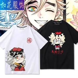 Demon Slayer Cuộn Dây Trẻ Em Mill Nguyên Chất Cotton Áo Thun Nam Hai Chiều Nữ Mùa Hè Rời Tay Ngắn Sinh Viên Rời Quần Áo