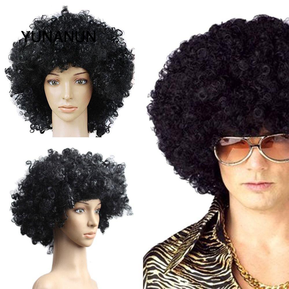 Yunaun Đen Afro Xoăn Tóc Giả Carnival Đảng Người Hâm Mộ Bóng Đá Thời Trang Quà Tặng Đạo Cụ Tóc Xoăn